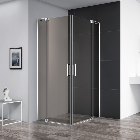 Душевое ограждение Cezares (90-100)x(100-110) см SLIDER-AH-2-90/100-100/110-BR-Cr (стекло 8 мм) хром/бронзовое - фото 