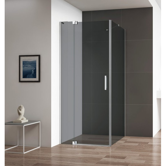 Душевое ограждение Cezares 90-100x100 см SLIDER-AH-1-100-90/100-GRIGIO-Cr (стекло 8 мм) хром/серое - фото 