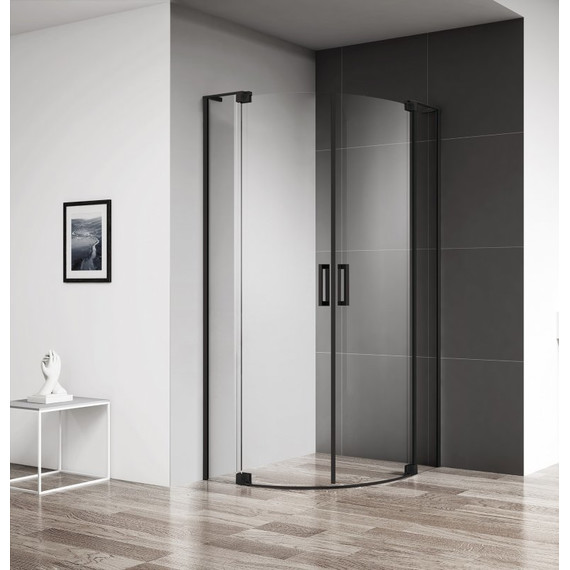 Душевое ограждение Cezares (90-100)x(90-100) см SLIDER-R-2-90/100-C-NERO (стекло 8 мм) черный/прозрачное - фото 