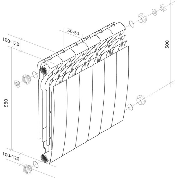 Радиатор Royal Thermo Biliner Alum 500 Bianco Traffico 650х580 мм (8 секций) - фото 5