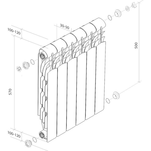 Радиатор Royal Thermo Revolution 500 800х570 мм (10 секций) - фото 6