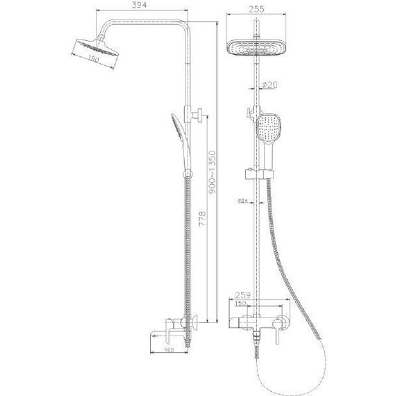 Душевая стойка Haiba HB24805-8, белый/хром - фото 5