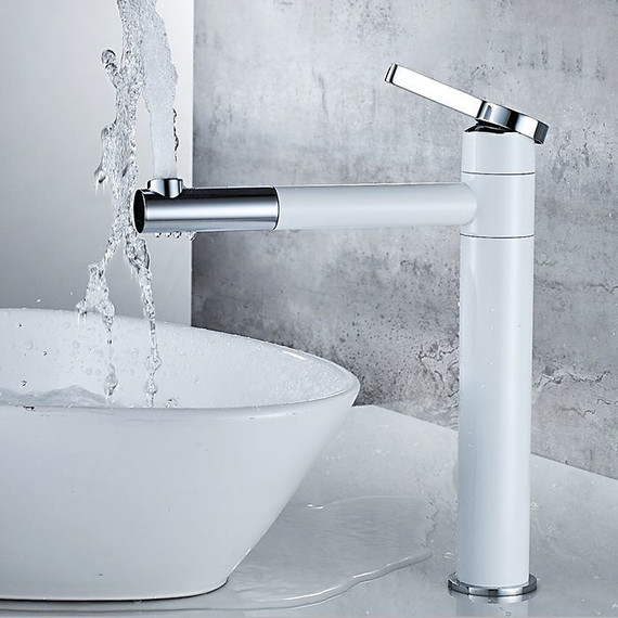 Смеситель для раковины высокий Ledeme L1152-2, белый/хром - фото 2