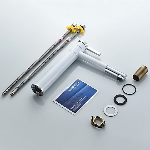 Смеситель для раковины высокий Ledeme L1152-2, белый/хром - фото 8