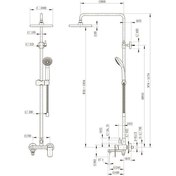 Душевая стойка BRAVAT OPAL F6125183CP-A-RUS - фото 8