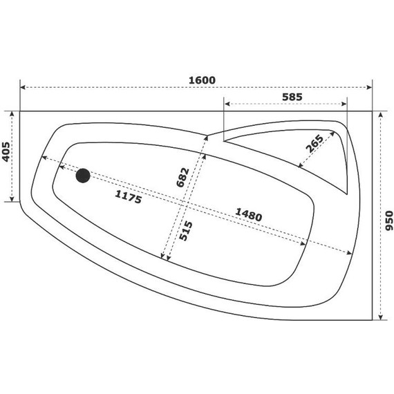 Ванна акриловая Bas Камея 160х95 см L (на каркасе), Размер - мм: 1600х950 - фото 8