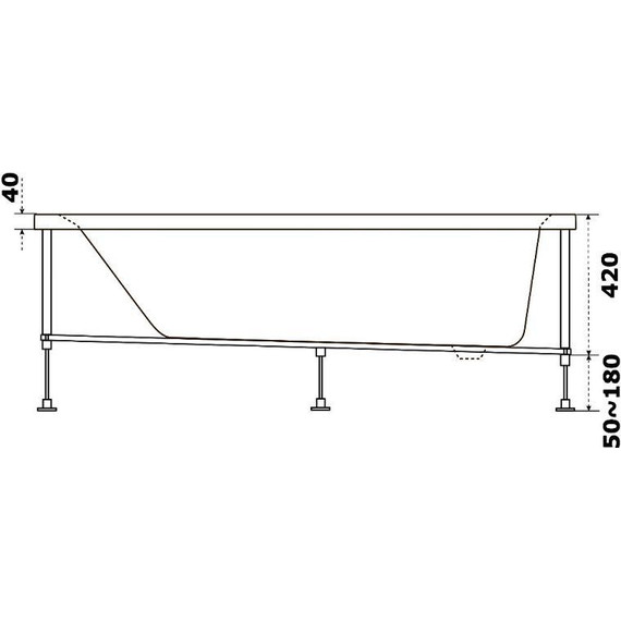 Ванна акриловая Bas Аякс 170х75 см (на каркасе), Размер - мм: 1700х750 - фото 5