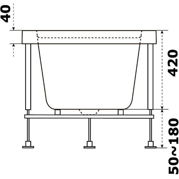 Ванна акриловая Bas Аякс 150х70 см (на каркасе), Размер - мм: 1500х700 - фото 5