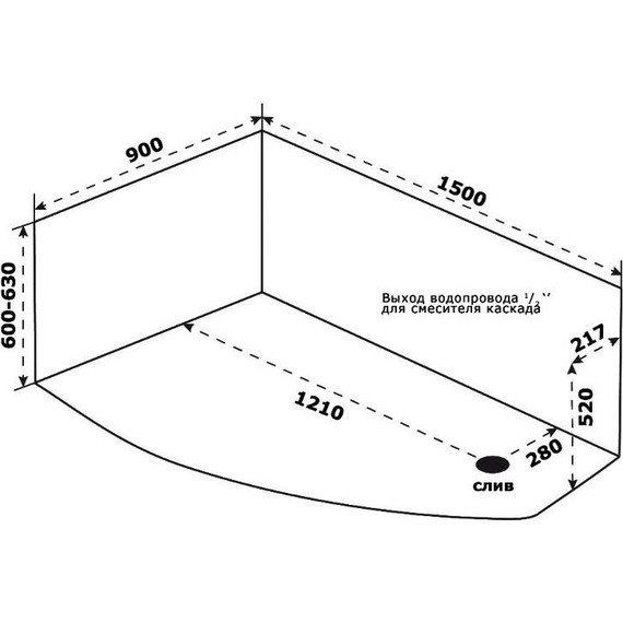 Ванна акриловая Bas Камея 150х90 см L (на каркасе), Размер - мм: 1500х900 - фото 7