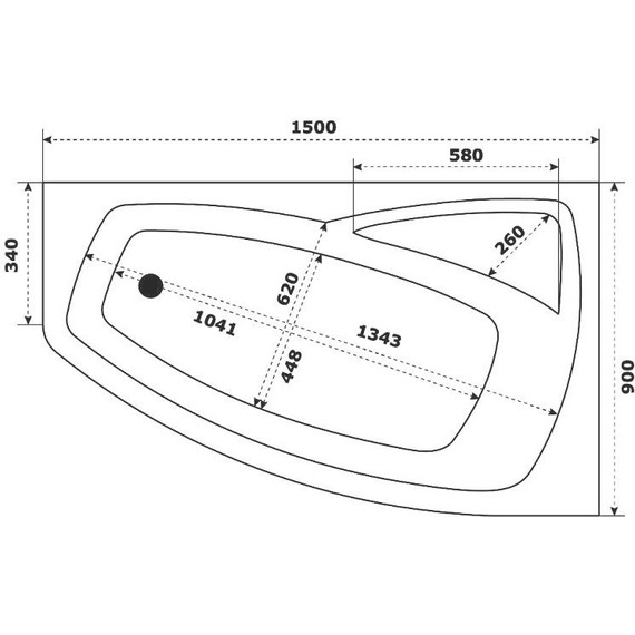 Ванна акриловая Bas Камея 150х90 см L (на каркасе), Размер - мм: 1500х900 - фото 8