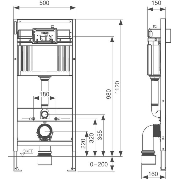 Инсталляция для подвесного унитаза TECEbase 2.0 9400413 (кнопка белая) - фото 7