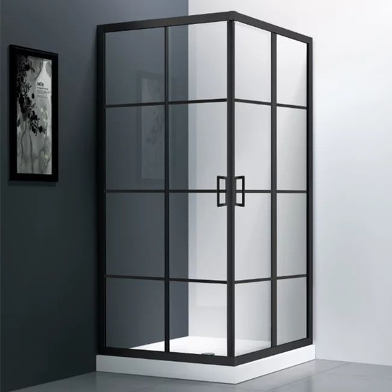Душевое ограждение Veconi Rovigo 80x80 см RV09-80-01-C7, чёрный/прозрачное - фото 