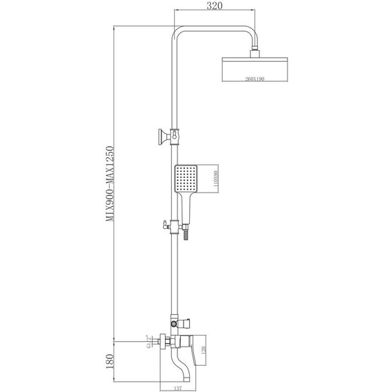 Душевая стойка Bronze de Luxe Element EL77CB, хром/чёрный матовый - фото 4