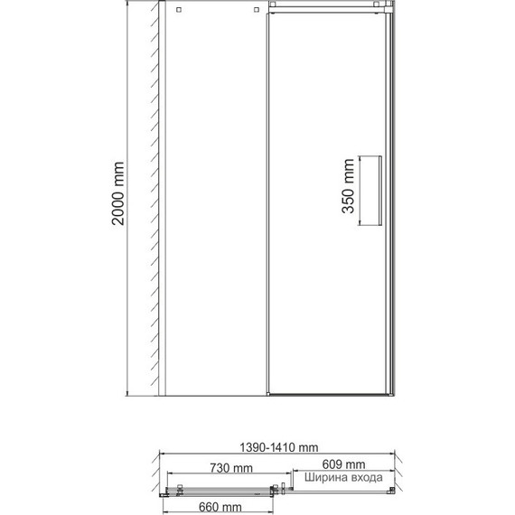 Душевая дверь WasserKraft Alme 140 см 15R31 (стекло 8 мм), хром/прозрачное - фото 13