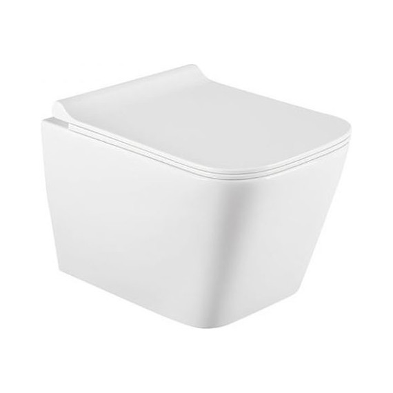 Унитаз подвесной безободковый Sole Cube 2 с тонкой крышкой микролифт - фото 