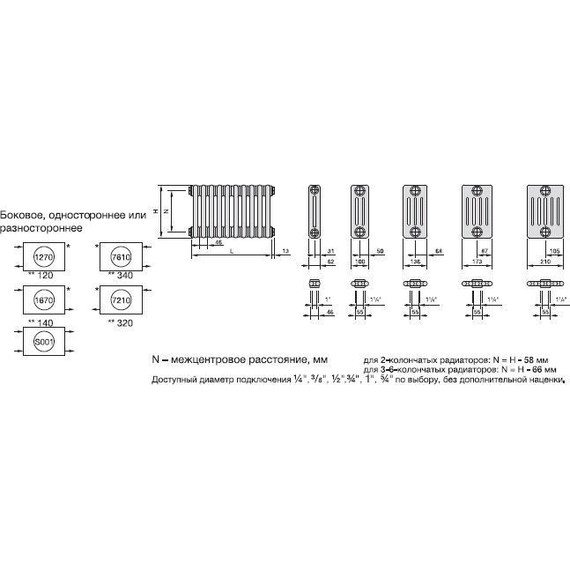 Радиатор Zehnder Charleston Retrofit 2056 850х560 мм (18 секций) боковое подключение - фото 5
