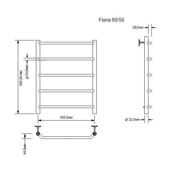Полотенцесушитель водяной Aquanet Fiona П5 500х600 мм 266736 - фото 2