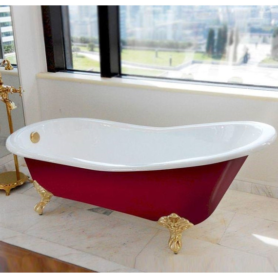 Ванна отдельностоящая Magliezza Gracia DO 170x76 см, красный (ножки золото) - фото 2