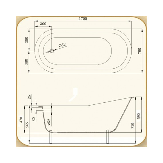 Ванна отдельностоящая Magliezza Gracia DO 170x76 см, красный (ножки золото) - фото 6