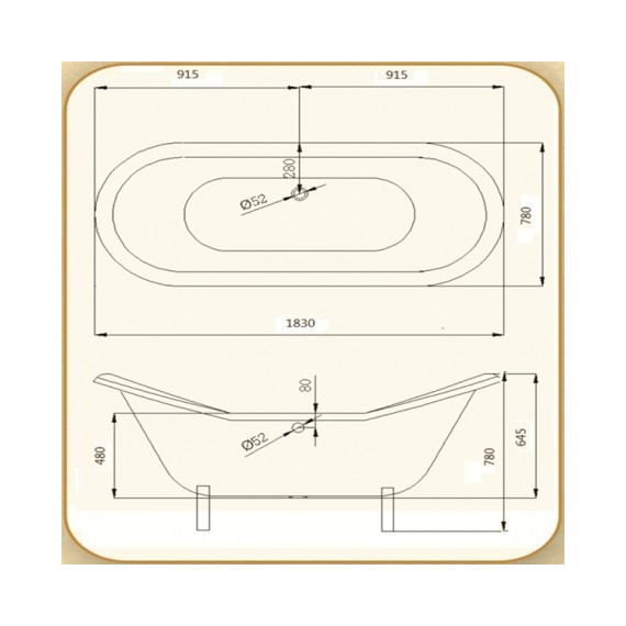 Ванна отдельностоящая Magliezza Julietta DO 183x78 см (ножки золото) - фото 6