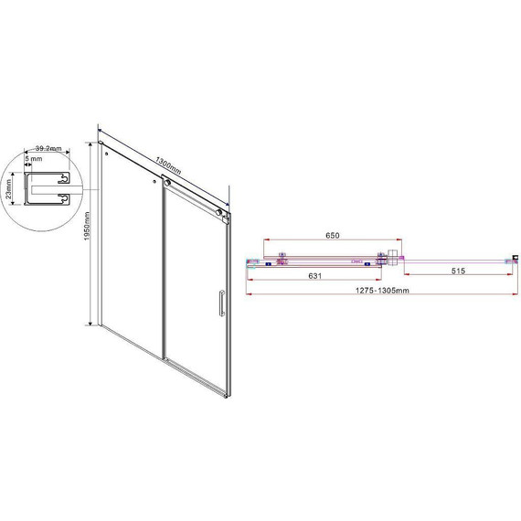 Душевая дверь Vincea Como 130 см VPS-1C130CLB (стекло 8 мм), черный/прозрачное - фото 2