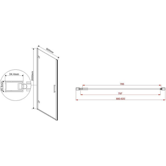 Душевая дверь Vincea Flex 90 см VDP-1F900CLB (стекло 8 мм), черный/прозрачное - фото 2