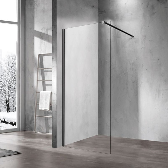 Душевая перегородка Vincea Walk-In 80 см VSW-1H800CLB (стекло 8 мм) с кронштейном в комплекте, черный/прозрачное - фото 