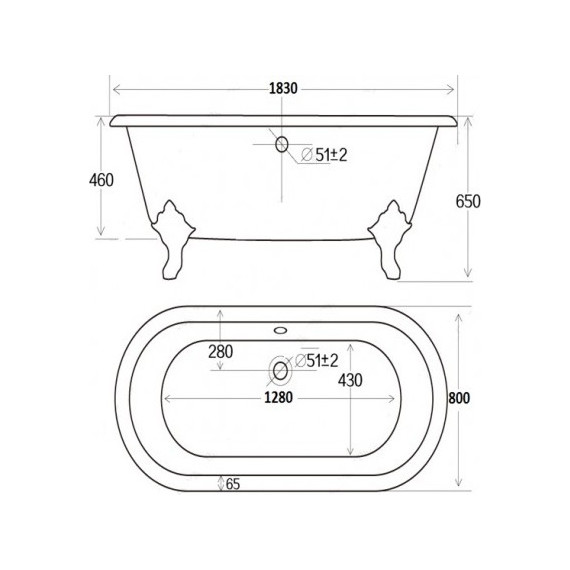 Ванна отдельностоящая Magliezza Patricia BR 183x80 см (ножки бронза) - фото 6