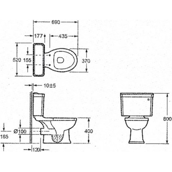 Унитаз-компакт Magliezza Retro 7011 (механизм слива хром) - фото 9