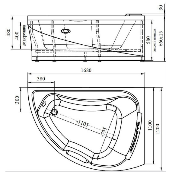 Ванна гидромассажная Радомир Альбена 168x120 см L (Гидромассаж "Стандарт" Chrome) - фото 2