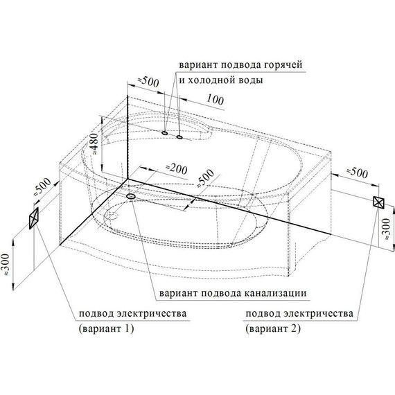 Ванна гидромассажная Радомир Монти 150x105 см R (Гидромассаж "Актив") - фото 3
