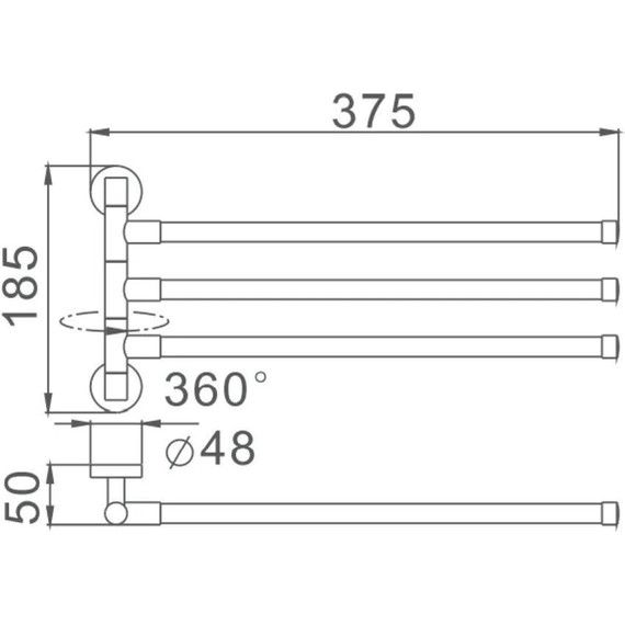 Держатель для полотенца Haiba HB8713, цвет чёрный матовый - фото 2