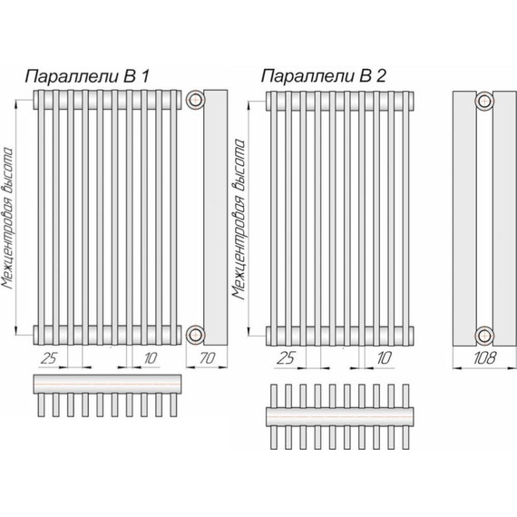 Вертикальный радиатор KZTO Параллели В 1-1500-15 380х1530 мм (15 секций) - фото 14