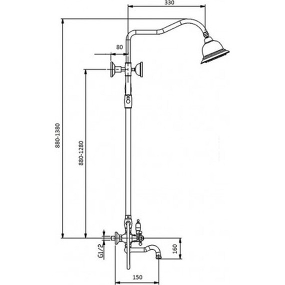 Душевая стойка Magliezza Bianco 1302-br (верхний душ 200 мм), бронза - фото 3