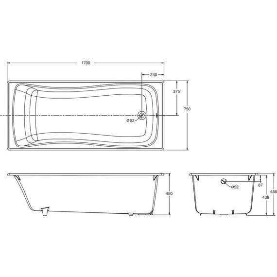 Ванна чугунная Jacob Delafon Bliss 170х75 см E6D902-0 - фото 2