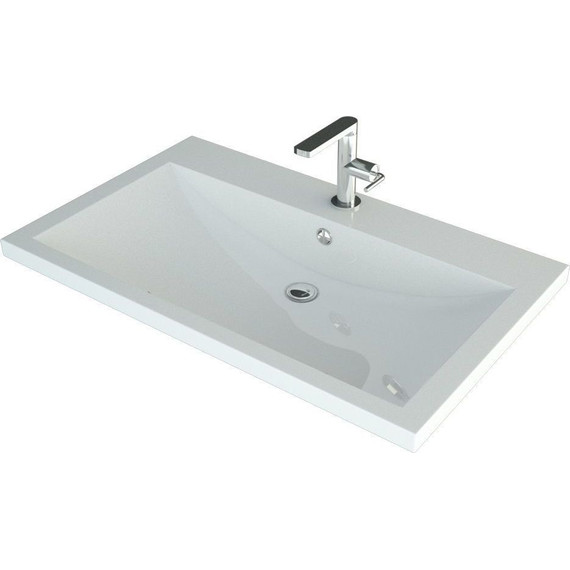 Тумба подвесная с раковиной Art&Max Family-750-2C-SO-BL 75 см, белый глянец - фото 3