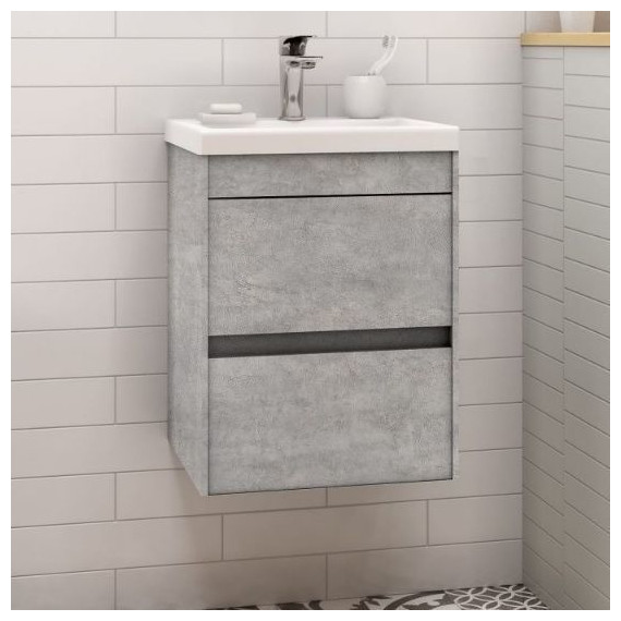 Тумба подвесная с раковиной Art&Max Family-400-2C-SO-CV 40 см, цемент - фото 