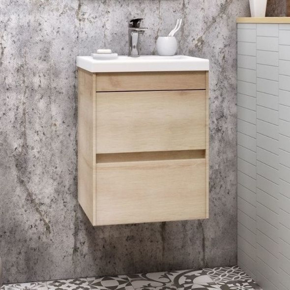 Тумба подвесная с раковиной Art&Max Family-400-2C-SO-PB 40 см, сканди - фото 