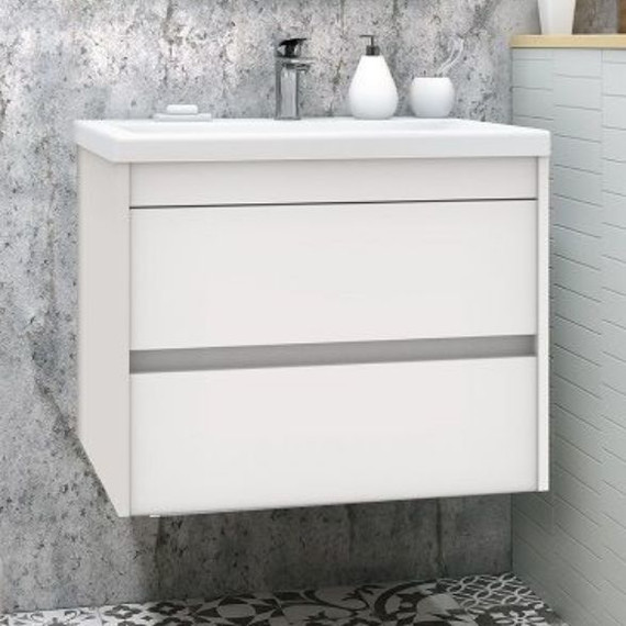 Тумба подвесная с раковиной Art&Max Family-750-2C-SO-BL 75 см, белый глянец - фото 