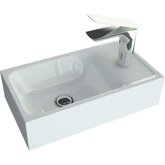 Тумба подвесная с раковиной Art&Max Family-400-1D-SO-BL 40 см, белый глянец - фото 3