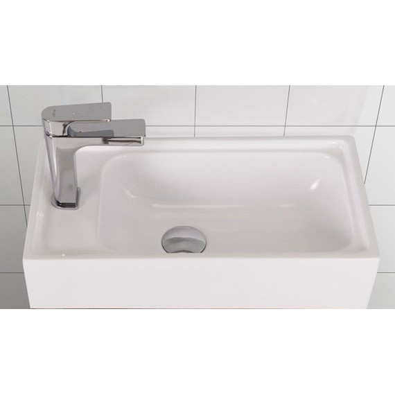 Тумба подвесная с раковиной Art&Max Family-500-1D-SO-BL 50 см, белый глянец - фото 4