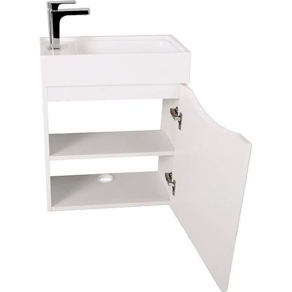 Тумба подвесная с раковиной Art&Max Liberty-400-1D-SO-BL-R 40 см, белый глянец - фото 2