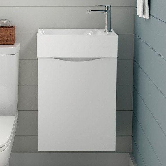 Тумба подвесная с раковиной Art&Max Liberty-400-1D-SO-BL-R 40 см, белый глянец - фото 3