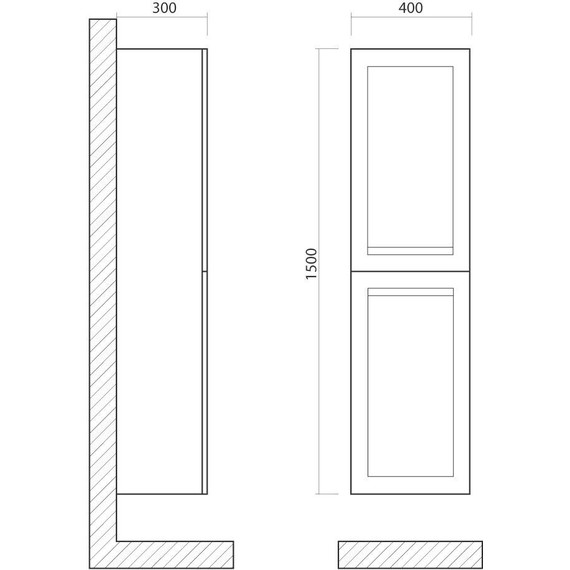 Пенал подвесной Art&Max AM-Platino-1500-2A-SO-GM 40 см, черный матовый - фото 2