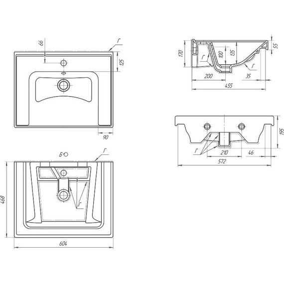 Тумба подвесная с раковиной Art&Max AM-Techno-600-2C-SO-MR960 60 см, монти мрамор - фото 9