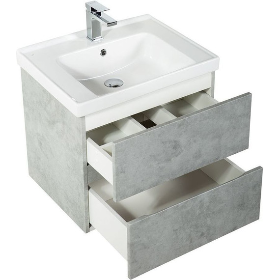 Тумба подвесная с раковиной Art&Max AM-Techno-900-2C-SO-LS935 90 см, бетон лофт натуральный - фото 4