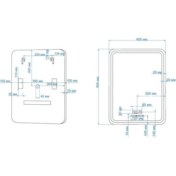 Зеркало Art&Max Genova Led 60 см AM-Gen-600-800-S-F-MFP, черный - фото 8