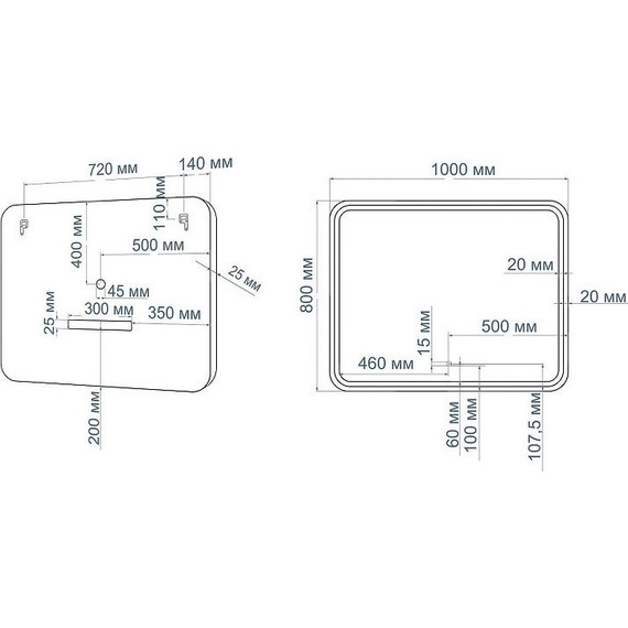 Зеркало Art&Max Genova Led 100 см AM-Gen-1000-800-DS-F, черный - фото 6