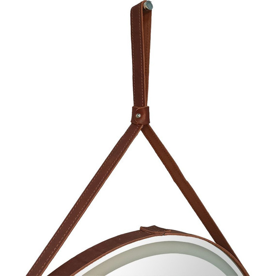 Зеркало Art&Max Milan Led 80 см  AM-Mil-800-DS-F-Brown, коричневый ремень - фото 7