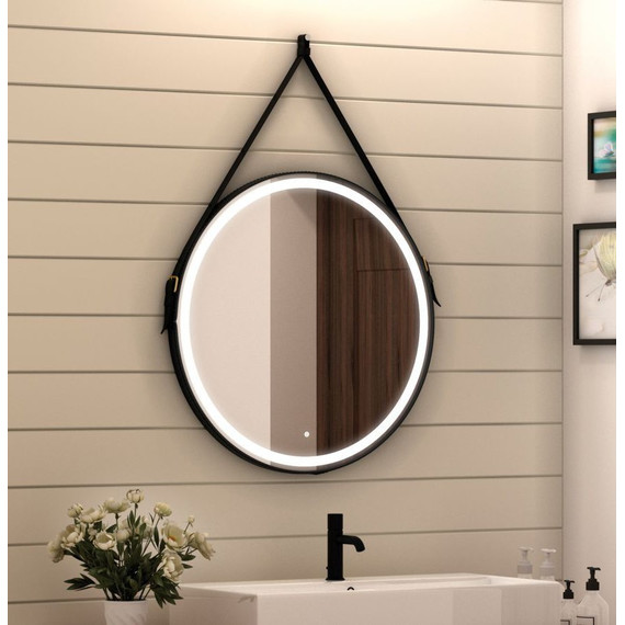 Зеркало Art&Max Milan Led 100 см AM-Mil-1000-DS-F-Nero, черный ремень - фото 3